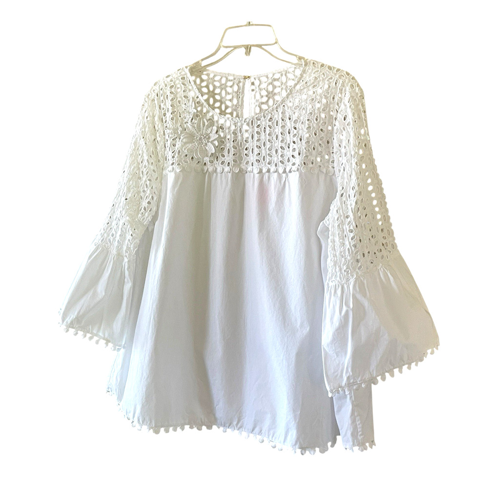 LILLY PULITZER Chandler Women’s Size XL Resort White Crisp Cotton Eyelet Top NEW - Picture 8 of 8